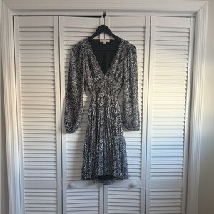 MICHAEL MICHAEL KORS Women's Cutout Pleated Georgette Mini Dress in Zebra